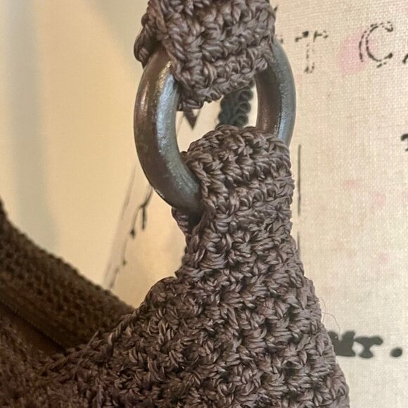 BOHO HANDMADE CROCHET SHOULDER BAG DARK MOCCA COLOR VERSATILE TRENDY GRANNY MADE - Picture 5 of 15